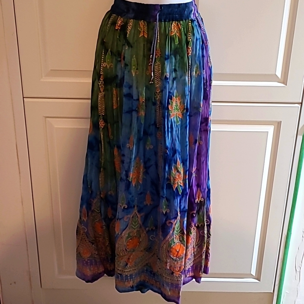 Papa Vancouver Long Vibrant Multicoloured Tie-dye Boho Skirt Like New